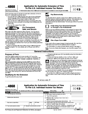 IRS Form 4868 Application for Automatic Extension of Time
