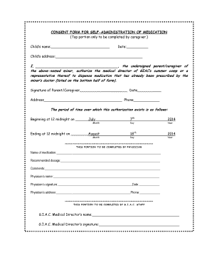 Caregiver consent form for emergency treatment - Self Medication form - E-Gov Link