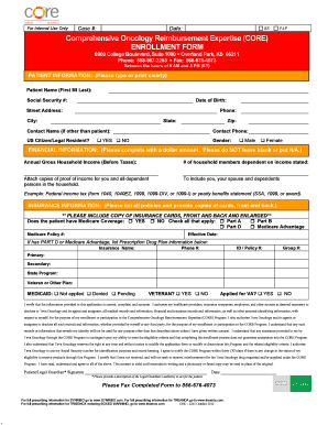 Comprehensive Oncology Reimbursement Expertise (CORE) Enrollment Form