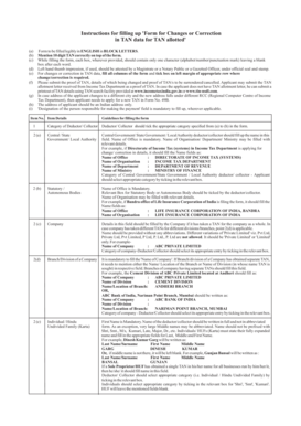Form for Changes or Correction in TAN Data