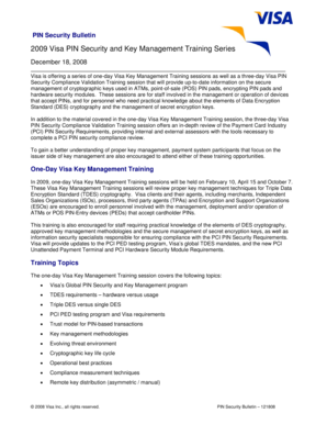 Visa PIN Security and Key Management Training Bulletin