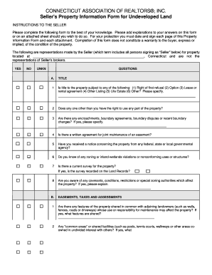 Seller's Property Information Form for Undeveloped Land