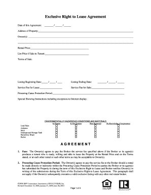 Exclusive Right to Lease Agreement