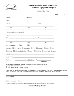 Mission Valley Power Energy Efficient Appliance Rebate Form