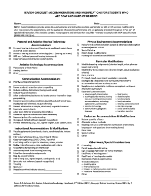 IEP/504 Checklist for Deaf and Hard of Hearing Students