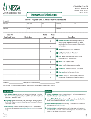 MESSA Member Cancellation Request Form