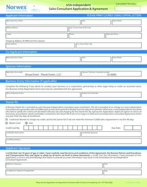 Norwex Independent Consultant Application & Agreement