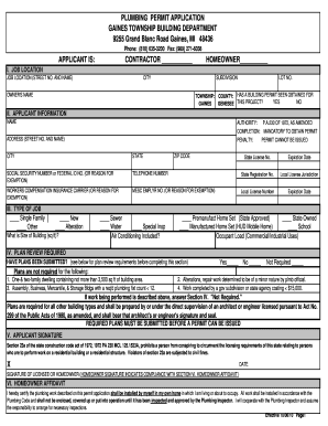 Plumbing Permit Application