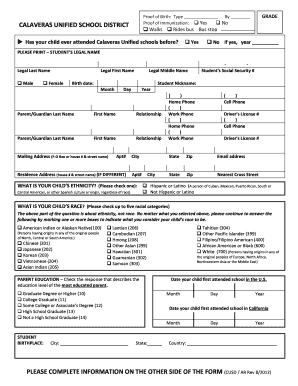 California Student Enrollment Form
