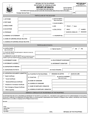 Philippines Death Report Form