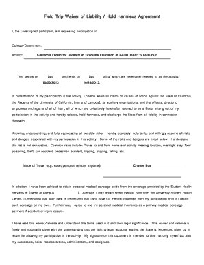 Field Trip Waiver of Liability