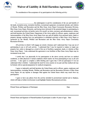 Waiver of Liability & Hold Harmless Agreement