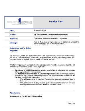 California Face to Face Counseling Requirement