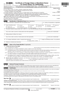 Form W-8BEN Certificate of Foreign Status