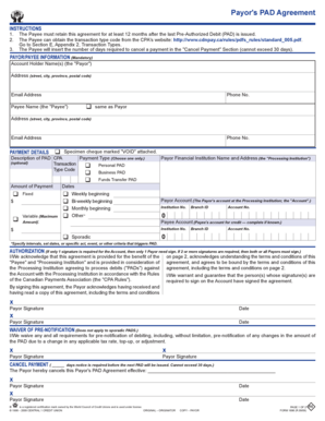 Payor's PAD Agreement