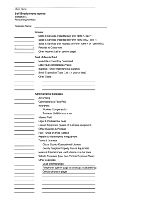 Schedule C Self Employment Income Form