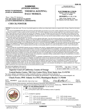 California Summons for Court Use