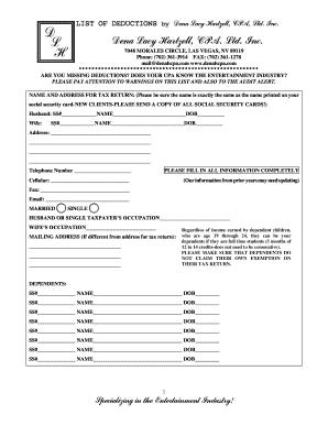 Tax Deduction Form