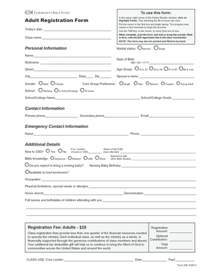 Adult Registration Form