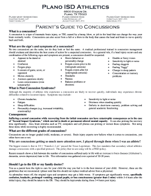 Plano ISD Concussion Protocol Consent Form
