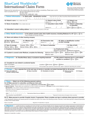 BlueCard Worldwide International Claim Form