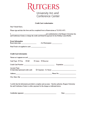 Credit Card Authorization Form