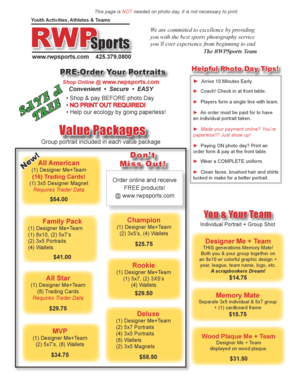 RWP Sports Portrait Order Form