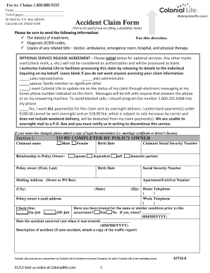 Colonial Life Accident Claim Form
