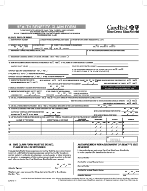 Health Benefits Claim Form