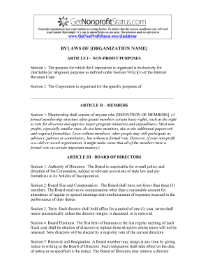 Non-Profit Organization Bylaws Template