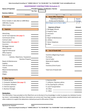 IRS Schedule C Form for Independent Contractors