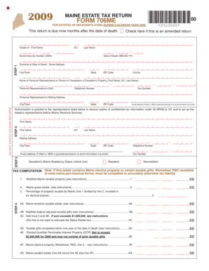 2009 Maine Estate Tax Return