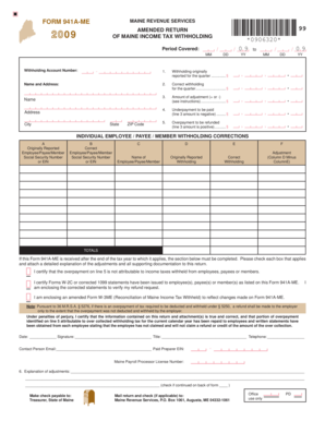 Maine Amended Income Tax Withholding Form 941A-ME