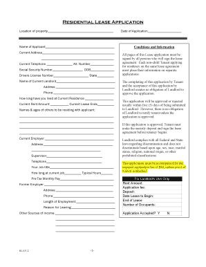 Residential Lease Application Form