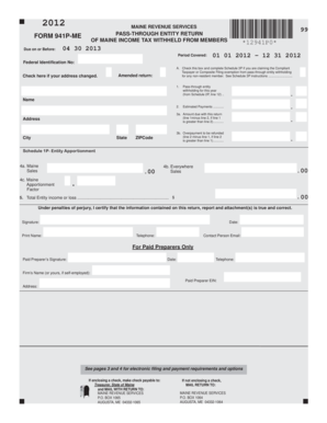 Maine Form 941P-ME Pass-Through Entity Return
