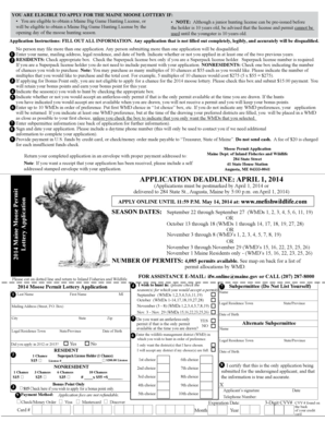 2014 Maine Moose Permit Lottery Application