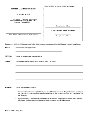 Maine Amended Annual Report for LLC