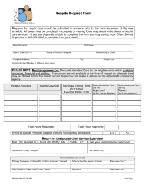 Respite Request Form