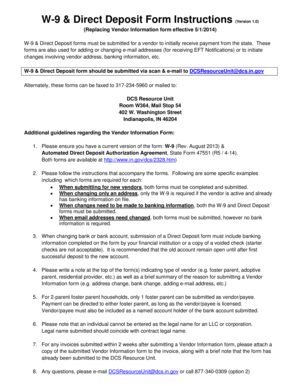 W-9 & Direct Deposit Form Instructions