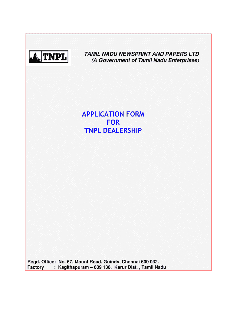 Fillable Online TAMIL NADU NEWSPRINT AND PAPERS LTD Fax Email Print