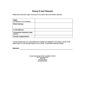 Georgia Notary Email Request Form
