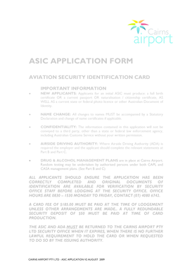 ASIC Application Form