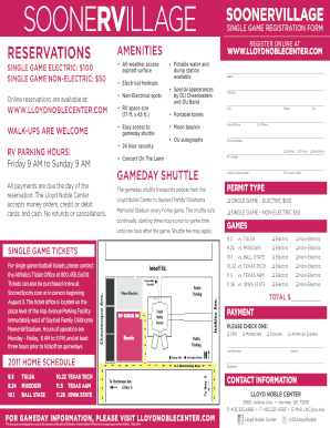 SoonerVillage Single Game Registration Form
