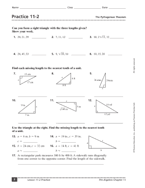 lesson 3 homework practice the pythagorean theorem answer key