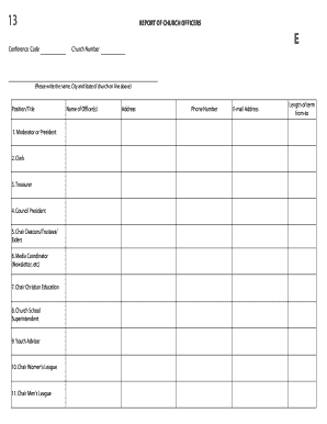 Church Officer Report