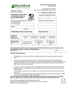 Rochford District Council Direct Debit Instruction Form