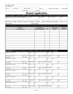 Rental Application Form
