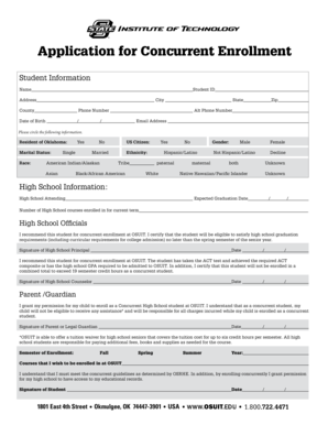 Oklahoma Concurrent Enrollment Application