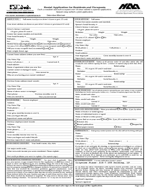 Rental Application for Residents and Occupants