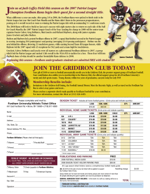 Fordham Football Season Ticket Order Form